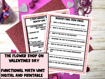 Preview of Valentines Day Flower Shop Digital and Printable Functional Math Unit