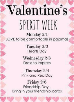 Valentines Spirit week school flyer. Festive spirit week PTO