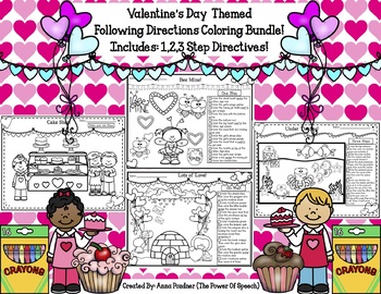 Preview of Valentines Day Following Directions Coloring Bundle!