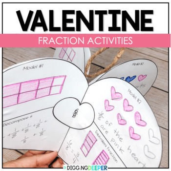 Preview of Valentines Day Fraction Math Activities for 3rd and 4th Grades