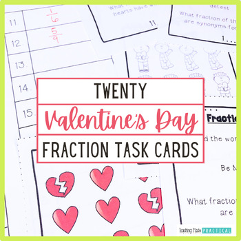 Preview of Valentine's Day Math - Fraction Task Cards for a Math Center or SCOOT