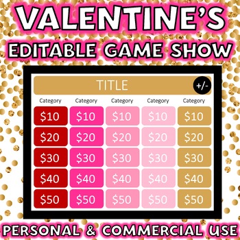 Preview of Valentines Day Game Show Template EDITABLE Personal or Commercial Use