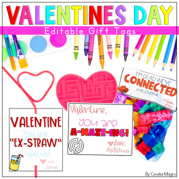 Preview of Editable Valentine Gift Tags Valentine Card Valentines Day