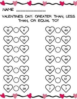 Preview of Valentines Day - Greater Than, Less Than, Or Equal To!