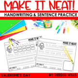 Valentines Day Handwriting Practice Themed Handwriting and