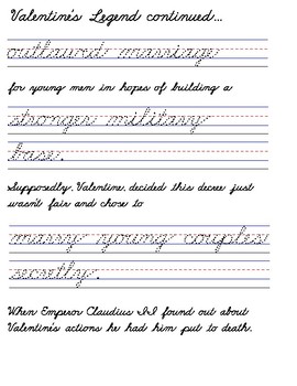 Valentines Day Handwriting Worksheets MANUSCRIPT CURSIVE (Zaner-Bloser)
