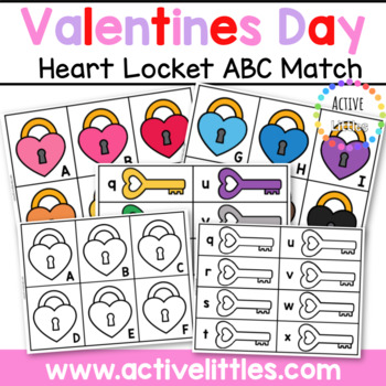 Preview of Valentines Day Heart Locket ABC Match Printable