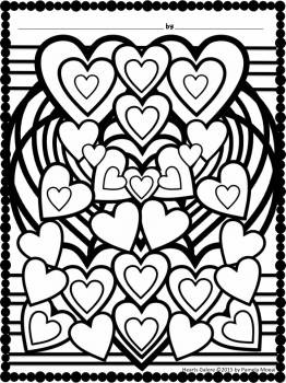 Valentine's Day: Hearts Galore Coloring Sheets by Pamela Moeai | TpT