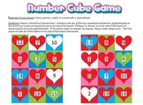 Valentine's Day Hearts Math Number Cube Game