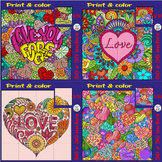 Valentines Day Hearts Zentangle Collaborative Coloring Pos