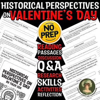 Preview of History of Valentines Day Reading Passages & Research Skills Sub Plan CCSS