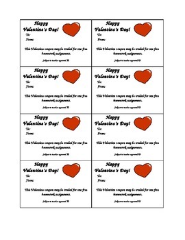 Preview of Valentine's Day Homework Pass