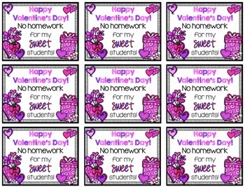 valentines day homework pass printable