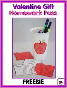 Preview of Valentine's Day Homework Pass Gift {Freebie}