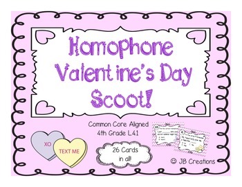 Preview of Valentine's Day Homophone Scoot Activity for 4th Grade