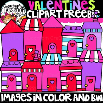Preview of Valentines Day Houses Clipart Freebie {Free Valentines Clipart}