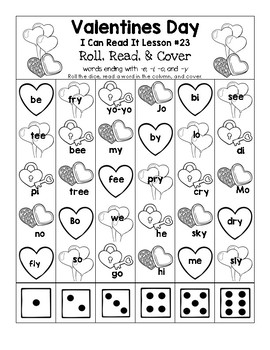 Valentines Day - I Can Read It! Roll, Read, and Cover (Lesson 23)
