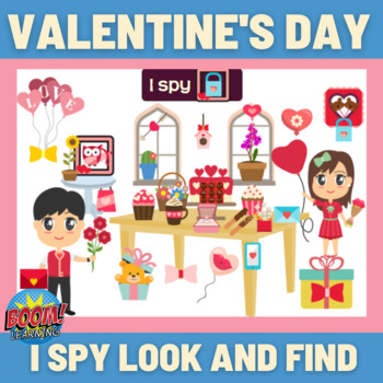 Preview of Valentines Day I spy look and find - Boom Cards Distance Learning