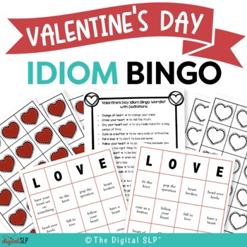 Preview of Valentine's Day Idiom Bingo - Common Core Aligned