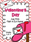 Valentine's Day Just Print Packet Grades 3-4 Math & ELA