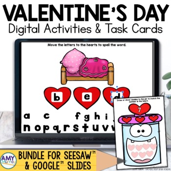 Preview of Valentines Day Kindergarten Digital Centers on Seesaw and Google™ Slides