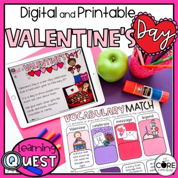 Preview of Valentine's Day Lesson Plans - Print & Digital February Valentine Activities