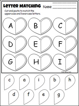 Valentine's Day Letter Matching Hearts (cut and paste) by ABC Helping Hands