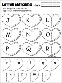 Valentine's Day Letter Matching Hearts (cut and paste) by ABC Helping Hands