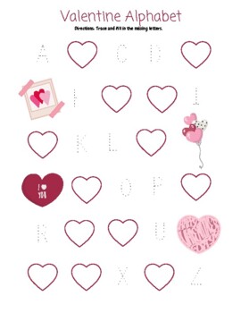 Preview of Valentines Day Letter Recognition and Tracing for Preschool/Kindergarten