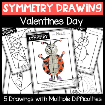 Preview of Valentines Day Lines of Symmetry Drawing Activity |  Math Center |  Symmetry Art
