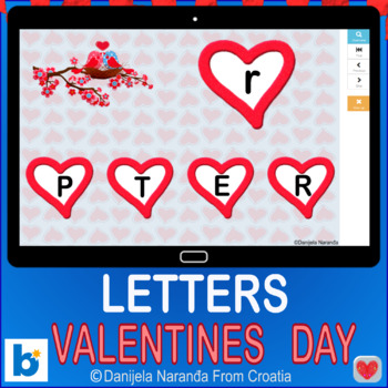 Preview of Valentines Day Match Matching Alphabet Letters Lowercase To Uppercase Boom™ Card