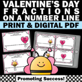 Valentines Fractions on a Number Line Game 3rd Grade Math 