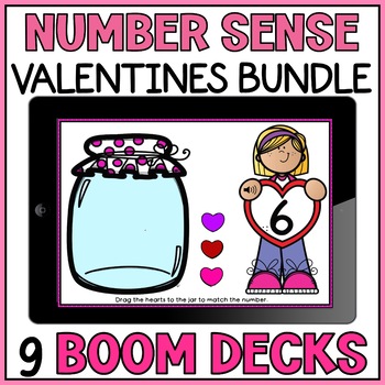 Preview of Valentine's Day Math Numbers Activities - Number Sense Boom Cards Kindergarten