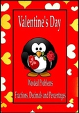 Valentine's Day Math Activities Worded Problems Fractions 