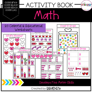 Preview of Math Activity Book | 20 Worksheets | Kindergarten - Gr 1