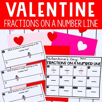 Preview of Valentines Day Math Activity Fractions on a Number Line 3.NF.2