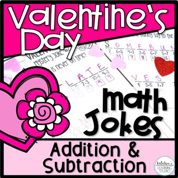 Preview of Valentines Day Addition Subtraction Worksheets Math Mystery No Prep Activities