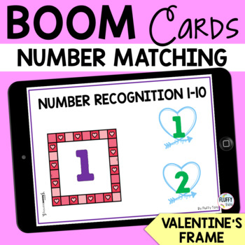 Preview of Valentines Day Math Boom Cards : Valentine's Frame Number Recognition 1-10