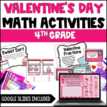 Preview of Valentine's Day Math Activities | Digital Valentine Activities - 4th Grade