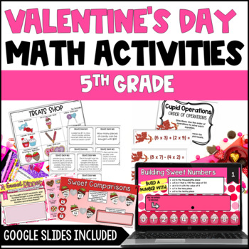 Preview of Valentine's Day Math Activities | Digital Valentine Activities - 5th Grade