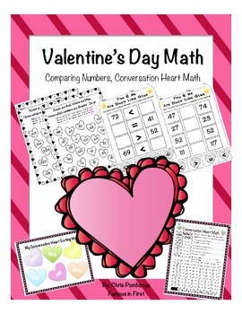 Preview of Valentine's Day Math - Comparing Numbers & Conversation Heart Math