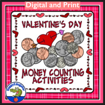 Preview of Valentines Day Math - Counting Money with Easel Activity