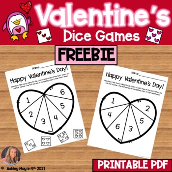 Valentines Day Math Dice Games FREEBIE by Ashley May in 4th | TPT