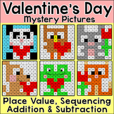 Valentine's Day Math Center - Color by Number Mystery Pictures