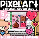 Valentines Day Pixel Art Math Multiplication and Division 