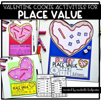 Preview of Valentines Day Math Place Value Activity Craft 1st grade, 2nd grade