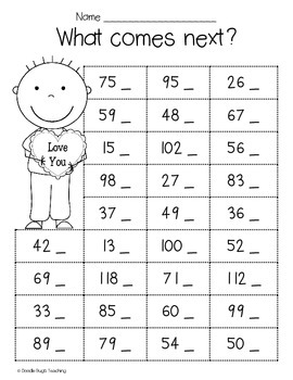 Valentine's Day Math Practice Review Sheets by Doodle Bugs Teaching