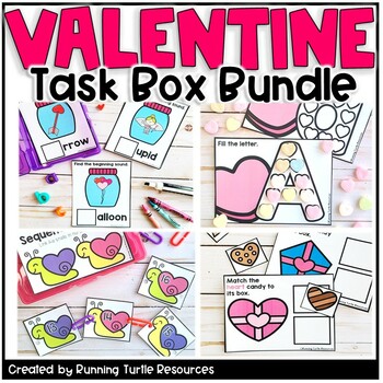 Preview of Valentines Day Math Task Cards and Literacy Centers Bundle February Morning Work
