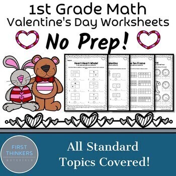 Preview of Valentines Day Math Worksheets 1st Grade
