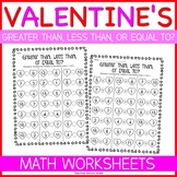 Valentines Day Math Worksheets - Comparing Numbers Greater